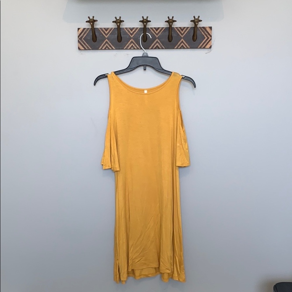 Yellow off the shoulder dress